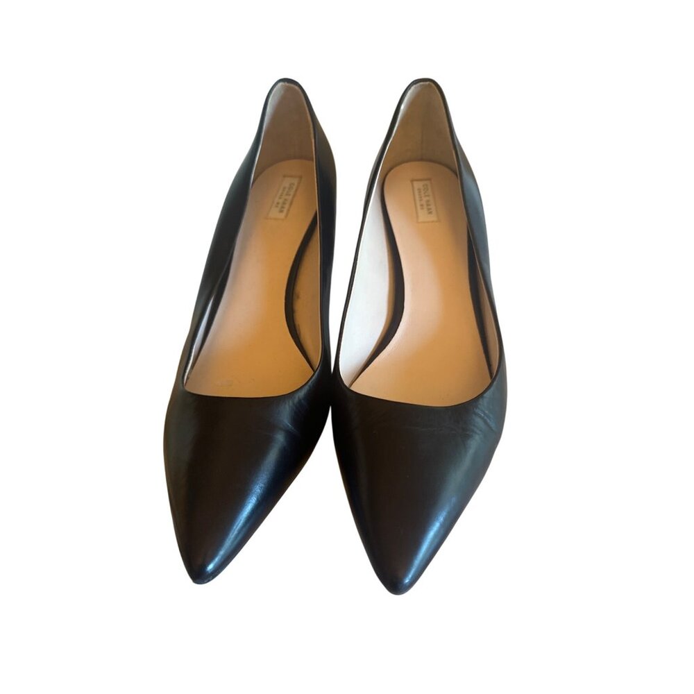 Cole Haan Womens Black Leather Pointed Toe Heels Size 9B Classic Carer Office